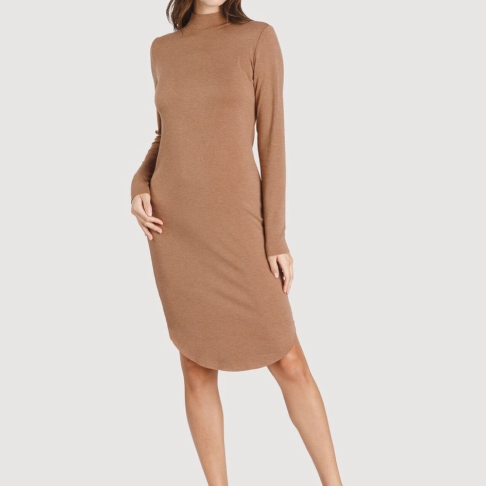 Kit And Ace Brushed Mock Neck Sweater Dress In Black
